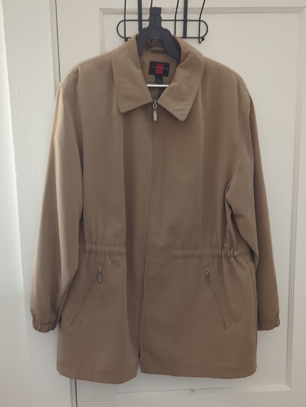 Gallery Women's Tan Zip-Front Waist Drawstring Jacket Size Large